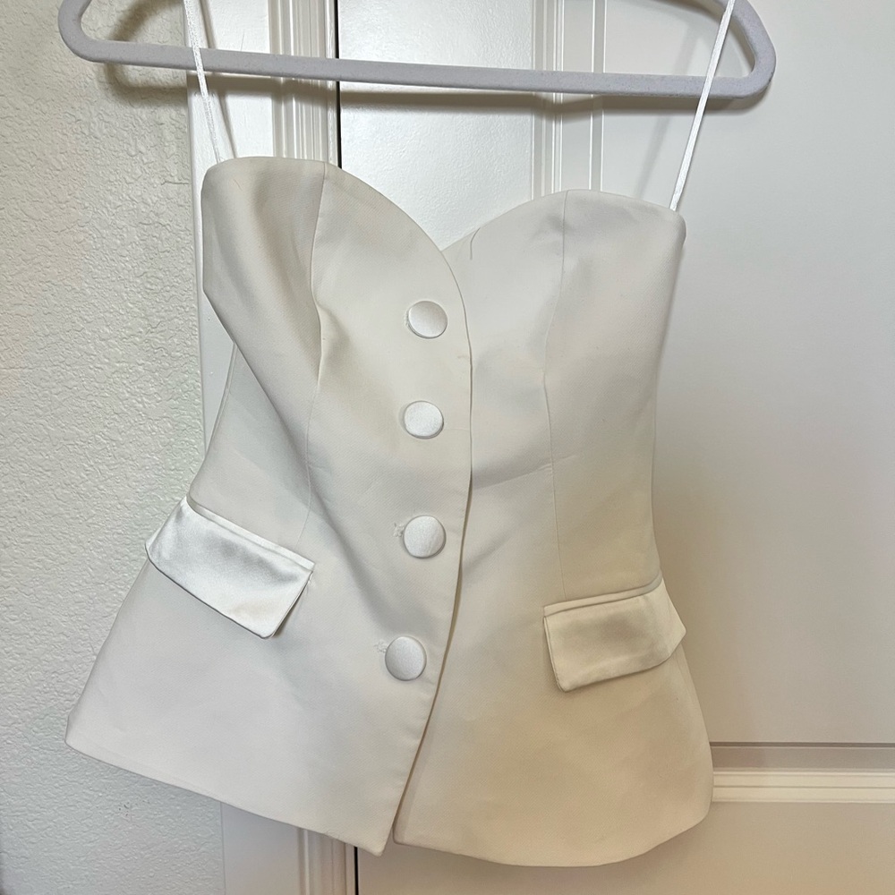 Zara White Strapless Top